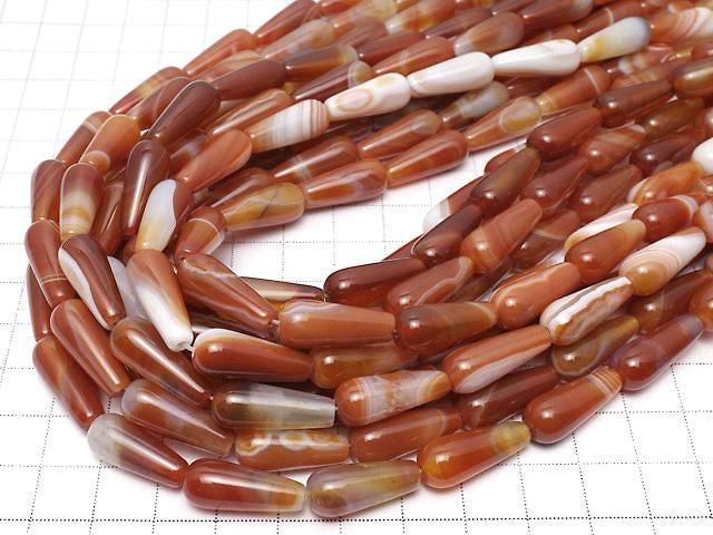 [Video] Carnelian, Sardonyx Vertical Hole Drop (Smooth) 20x8x8mm 1strand beads (aprx.15inch/36cm)
