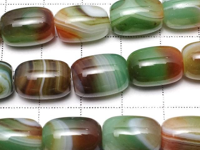[Video] Multicolor Striped Agate Rice (Tube) 13.5x10x10mm 1strand beads (approx. 15inch/36cm)