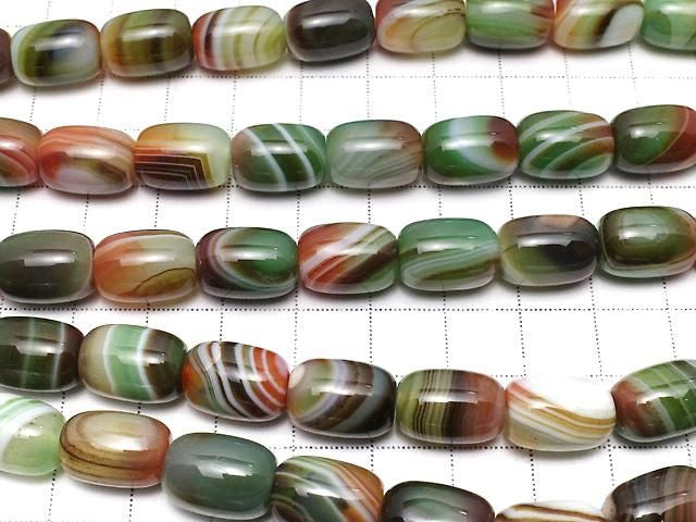 [Video] Multicolor Striped Agate Rice (Tube) 13.5x10x10mm 1strand beads (approx. 15inch/36cm)