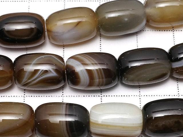 [Video] Brown Striped Agate Rice (Tube) 13.5x10x10mm 1strand beads (approx. 15inch/36cm)