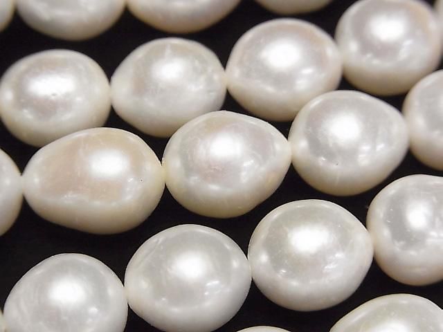 [Video] Fresh Water Pearl AA++ Rice-Drop 10-14x10x10mm White 1strand beads (approx. 15inch/36cm)