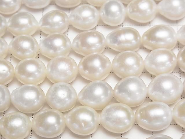 [Video] Fresh Water Pearl AA++ Rice-Drop 10-14x10x10mm White 1strand beads (approx. 15inch/36cm)