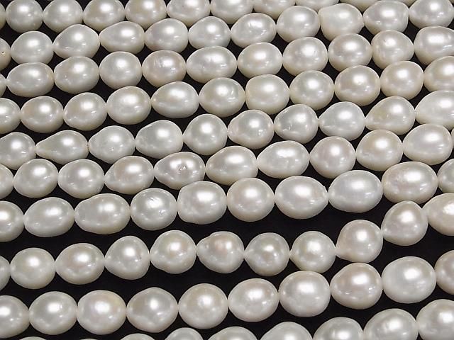 [Video] Fresh Water Pearl AA++ Rice-Drop 10-14x10x10mm White 1strand beads (approx. 15inch/36cm)