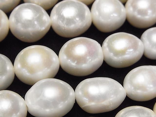 [Video] Fresh Water Pearl AAA- Rice-Potato 10-16mm White 1strand beads (approx. 15inch/36cm)