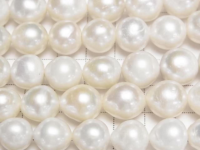 [Video] Fresh Water Pearl AAA- Rice-Potato 10-16mm White 1strand beads (approx. 15inch/36cm)