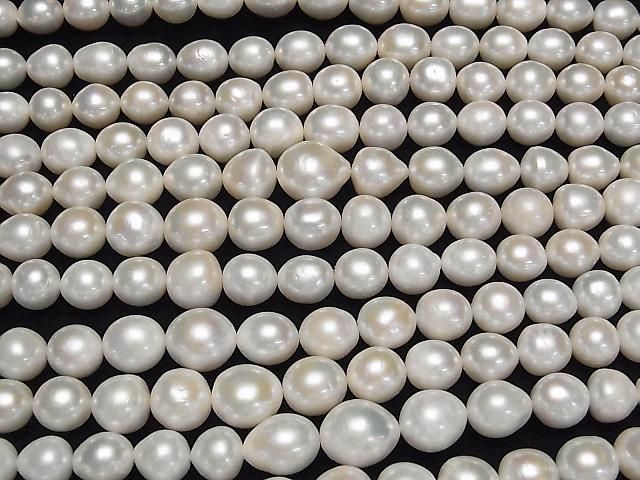 [Video] Fresh Water Pearl AAA- Rice-Potato 10-16mm White 1strand beads (approx. 15inch/36cm)