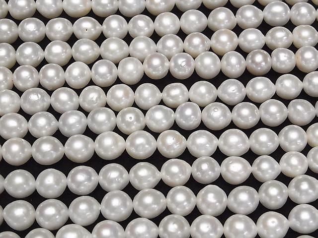 [Video] Fresh Water Pearl AA++ Potato-Rice 8.5-9mm White 1strand beads (approx. 15inch/37cm)