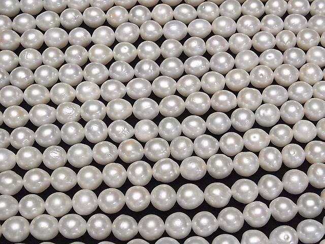 [Video] Fresh Water Pearl AA++ Potato-Drop 8-10mm White 1strand beads (approx. 15inch/37cm)