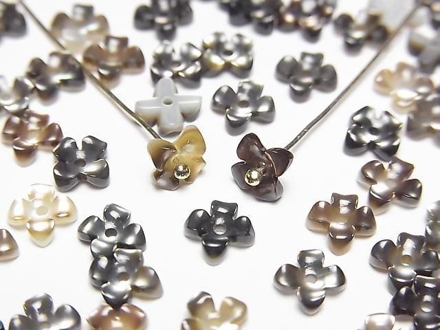 [Video] High Quality Black Shell (Black-lip Oyster) AAA Flower (4pcs) 6mm Center Hole 4pcs