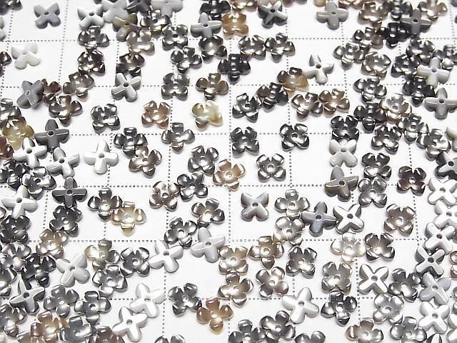 [Video] High Quality Black Shell (Black-lip Oyster) AAA Flower (4pcs) 6mm Center Hole 4pcs