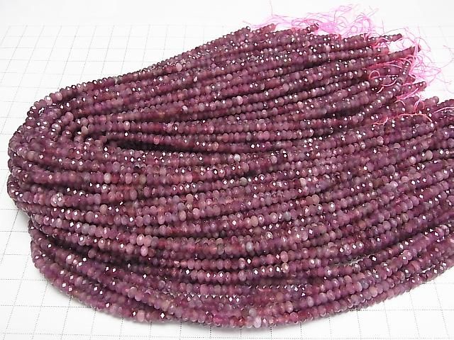 [Video] High Quality! Pink Tourmaline AA+ Faceted Button Rondelle 4x4x2mm half or 1strand beads (approx. 15inch/36cm)