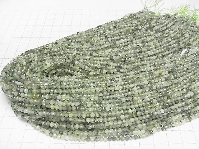 [Video]High Quality! Prehnite AA Faceted Round 3mm 1strand beads (aprx.15inch/37cm)