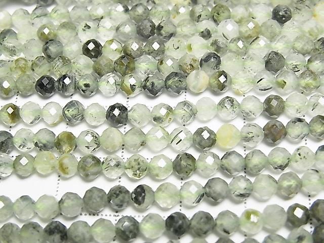 [Video]High Quality! Prehnite AA Faceted Round 4mm 1strand beads (aprx.15inch/36cm)