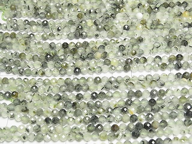 [Video]High Quality! Prehnite AA Faceted Round 4mm 1strand beads (aprx.15inch/36cm)