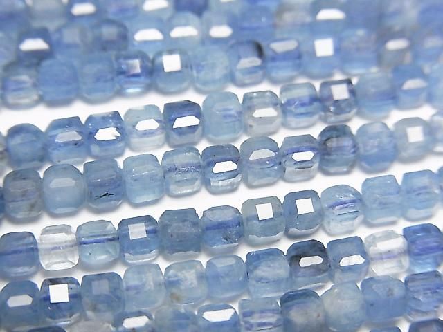 [Video] High Quality! Deep Blue Aquamarine AA++ Cube Shape 3x3x3mm half or 1strand beads (approx. 15inch/36cm)