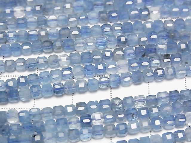 [Video] High Quality! Deep Blue Aquamarine AA++ Cube Shape 3x3x3mm half or 1strand beads (approx. 15inch/36cm)