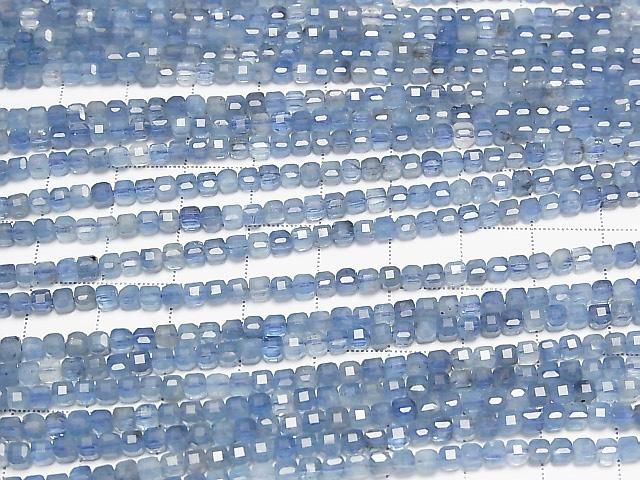 [Video] High Quality! Deep Blue Aquamarine AA++ Cube Shape 3x3x3mm half or 1strand beads (approx. 15inch/36cm)