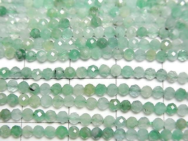 [Video] High Quality! Brazilian Emerald AA++ Faceted Round 2.5mm 1strand beads (approx. 15 inches/36 cm)
