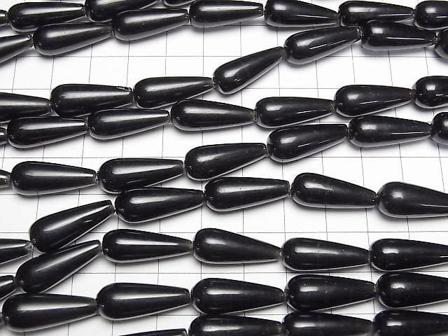 [Video] Black Obsidian Vertical Hole Drop (Smooth) 20x8x8mm 1strand beads (approx. 14inch/35cm)