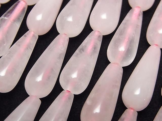 [Video] Rose Quartz Vertical Hole Drop (Smooth) 20x8x8mm 1strand beads (aprx.14inch/35cm)