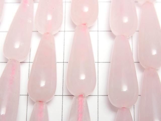 [Video] Rose Quartz Vertical Hole Drop (Smooth) 20x8x8mm 1strand beads (aprx.14inch/35cm)
