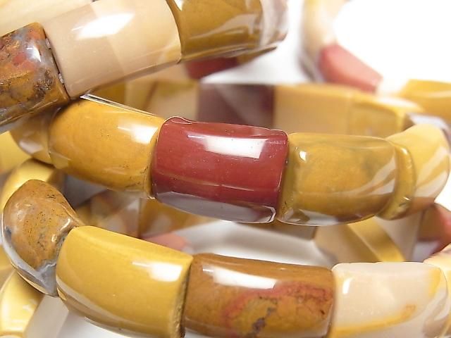 [Video] Mookaite 2-Hole Rectangle 16.5x11x7.5mm 1strand (Bangle Bracelet)