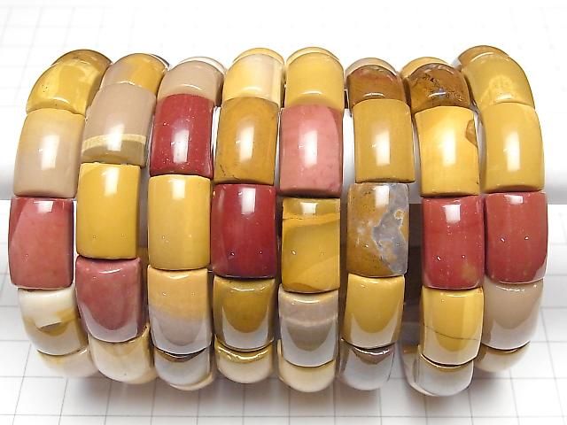 [Video] Mookaite 2-Hole Rectangle 16.5x11x7.5mm 1strand (Bangle Bracelet)