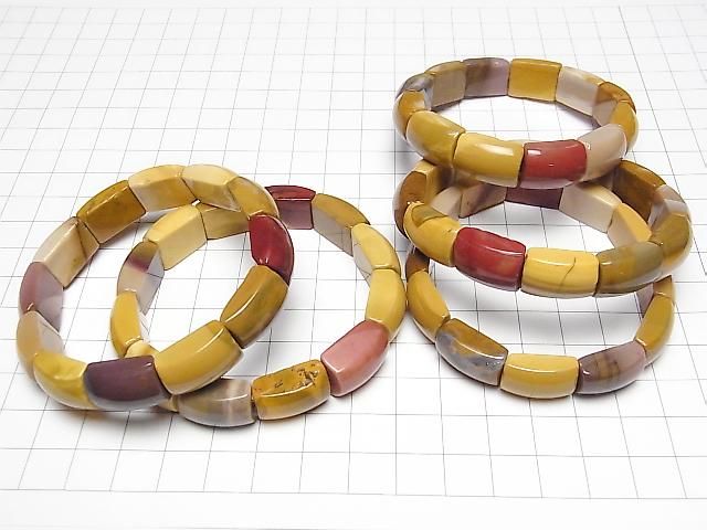 [Video] Mookaite 2-Hole Rectangle 16.5x11x7.5mm 1strand (Bangle Bracelet)