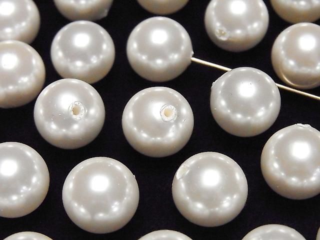 [Video] Shell Pearl White Half Drilled Hole Round 12mm 10pcs