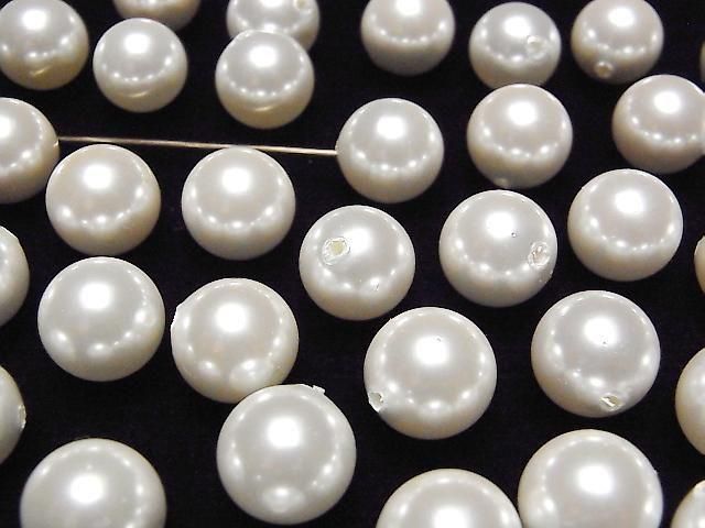 [Video] Shell Pearl White Half Drilled Hole Round 12mm 10pcs