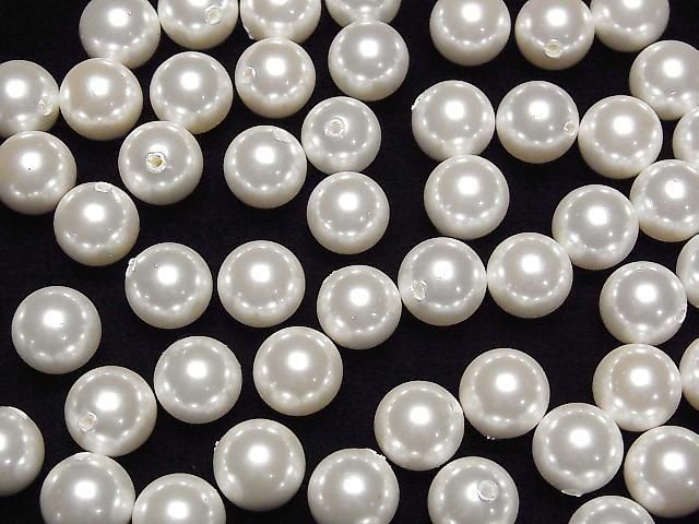 [Video] Shell Pearl White Half Drilled Hole Round 12mm 10pcs