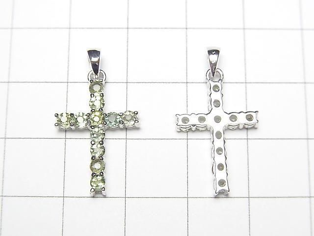 [Video] High Quality Moldavite AAA Cross Pendant 19x14mm Silver925 1pc