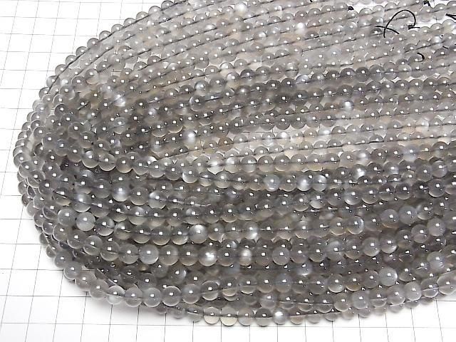 [Video] High Quality! Gray Moonstone AAA Round 6.5mm 1/4 or 1strand beads (approx. 15 inches/38 cm)
