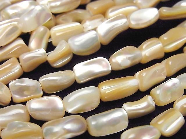 [Video] Mother of Pearl MOP Beige Nugget 1strand beads (approx. 15 inches/36 cm)