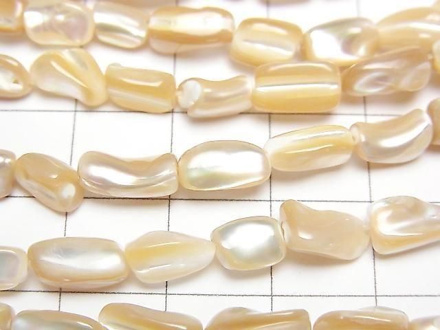 [Video] Mother of Pearl MOP Beige Nugget 1strand beads (approx. 15 inches/36 cm)