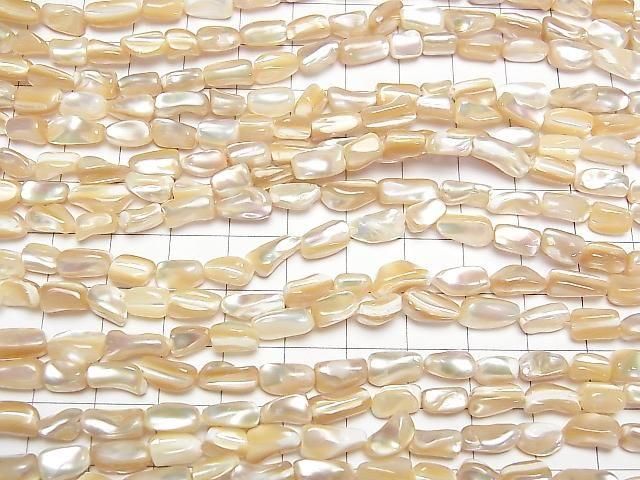 [Video] Mother of Pearl MOP Beige Nugget 1strand beads (approx. 15 inches/36 cm)