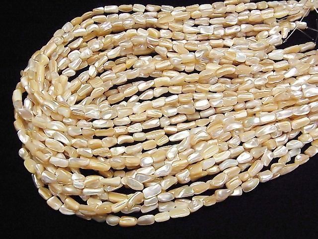 [Video] Mother of Pearl MOP Beige Nugget 1strand beads (approx. 15 inches/36 cm)