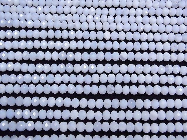 [Video] High Quality! Blue Lace Agate AAA- Faceted Button Rondelle 5x5x4mm half or 1strand beads (aprx.15inch/38cm)