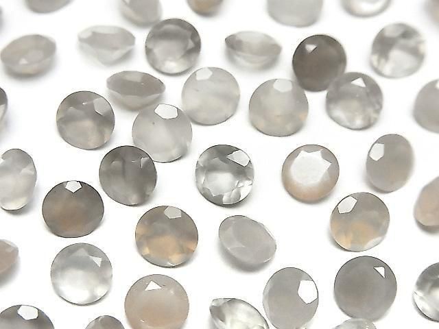[Video] High Quality Brown-Gray Moonstone AAA- Loose Stone Round Faceted 6x6mm 5pcs