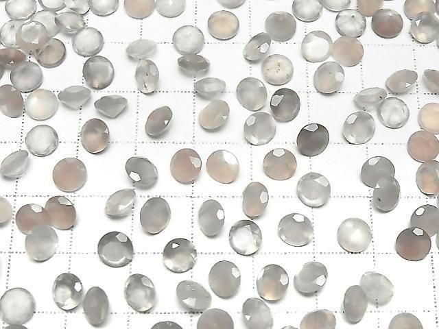 [Video] High Quality Brown-Gray Moonstone AAA- Loose Stone Round Faceted 6x6mm 5pcs