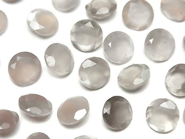 [Video] High Quality Brown-Gray Moonstone AAA- Loose Stone Round Faceted 8x8mm 5pcs