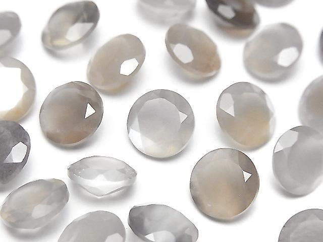[Video] High Quality Brown-Gray Moonstone AAA- Loose Stone Round Faceted 10x10mm 3pcs