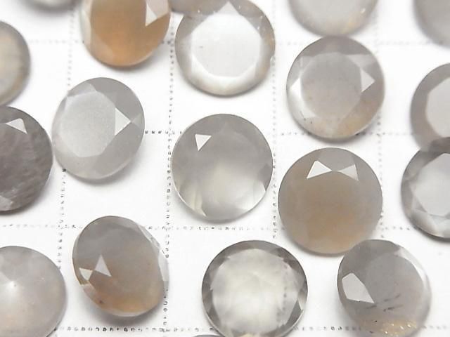 [Video] High Quality Brown-Gray Moonstone AAA- Loose Stone Round Faceted 10x10mm 3pcs