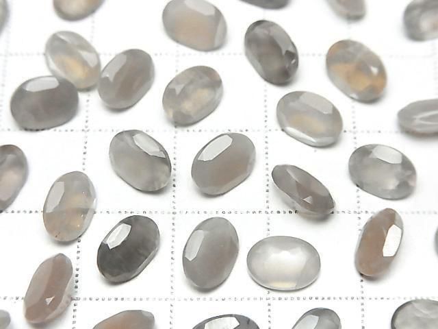 [Video] High Quality Brown-Gray Moonstone AAA- Loose Oval Faceted Stones 8x6mm 5pcs