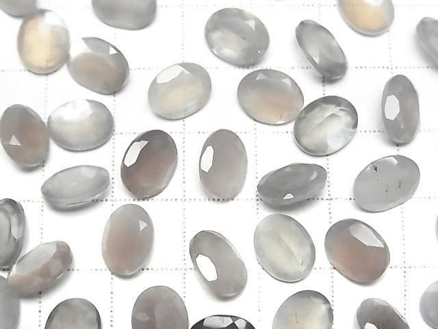[Video] High Quality Brown-Gray Moonstone AAA- Loose Oval Faceted Stone 10x8mm 3pcs