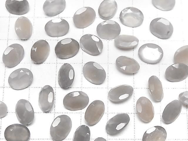 [Video] High Quality Brown-Gray Moonstone AAA- Loose Oval Faceted Stone 10x8mm 3pcs