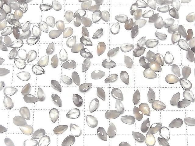 [Video] High Quality Gray Moonstone AAA- Loose Stone Pear Shape Faceted 6x4mm 10pcs