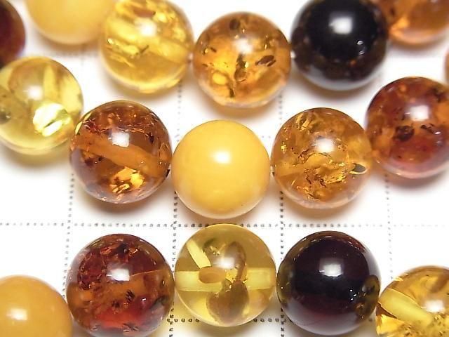 [Video] Multicolor Amber Round 10mm Bracelet