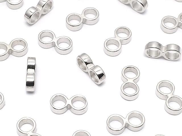 Silver 925 Double Hole Rondelle 8x4x1.5mm Rhodium Plated 2pcs