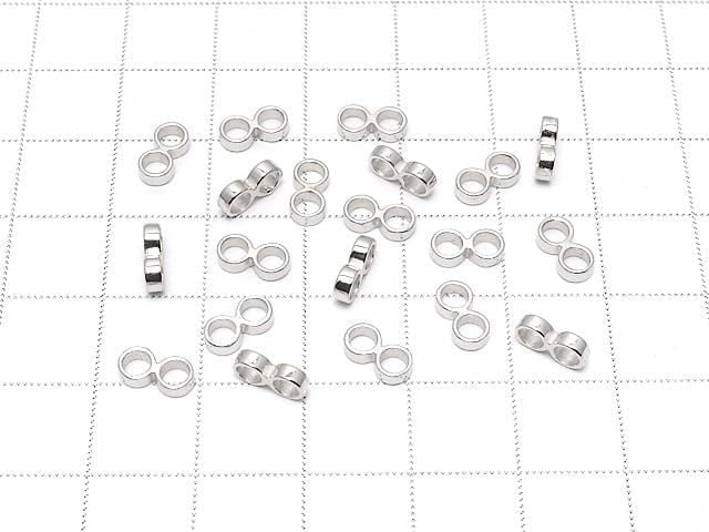 Silver 925 Double Hole Rondelle 8x4x1.5mm Rhodium Plated 2pcs